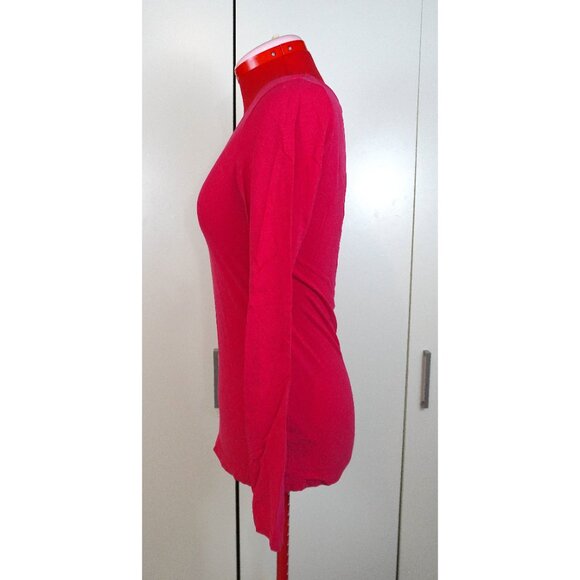 H&M Scoop-Neck Pima Cotton Long Sleeve Shirt in Hot Pink - Picture 4 of 6